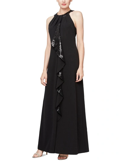 Shop Slny Womens Halter Maxi Evening Dress In Black