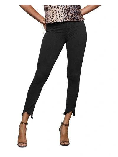 Shop Good American Womens Chewed Hem Stretch Cropped Jeans In Black