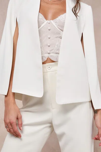 Lulus Voguish Charm White Split Sleeve Blazer Cape In White