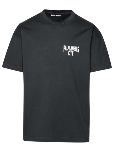 Shop Palm Angels 'pa City' Grey Cotton T-shirt