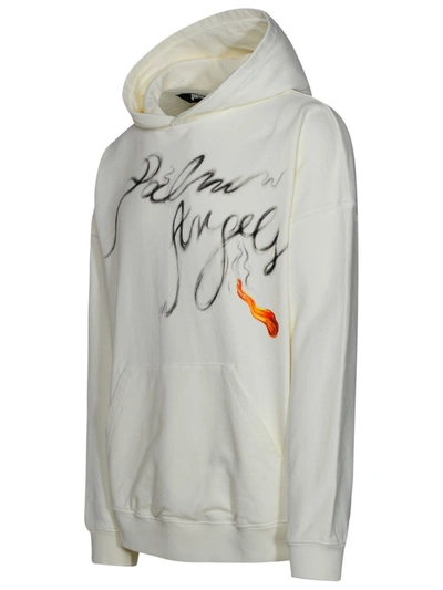 Shop Palm Angels 'foggy Pa' White Cotton Sweatshirt