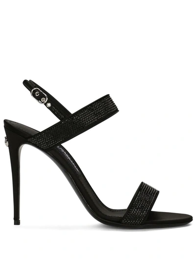 Shop Dolce & Gabbana Satin Heel Sandals In Black