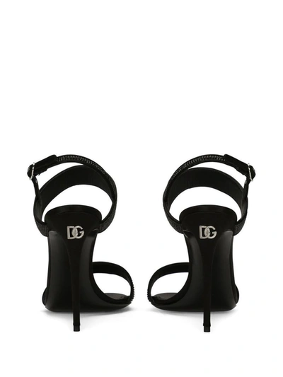 Shop Dolce & Gabbana Satin Heel Sandals In Black