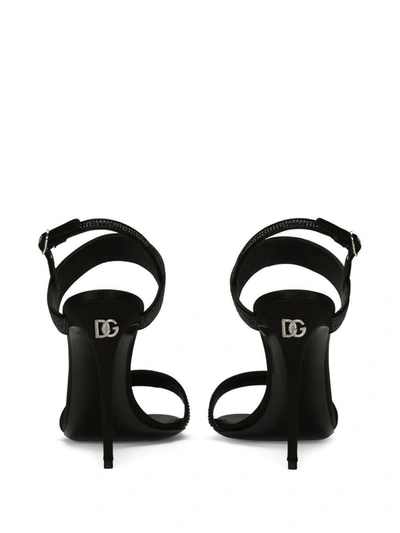 Dolce & Gabbana Satin Heel Sandals In Black