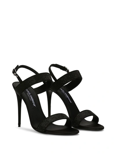 Shop Dolce & Gabbana Satin Heel Sandals In Black