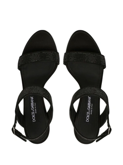 Shop Dolce & Gabbana Satin Heel Sandals In Black