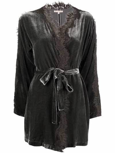 Shop Gold Hawk Velvet Long Duster In Grey