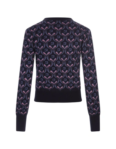 Shop Rabanne Paco  Navy Jacquard Knit Sweater In Blue