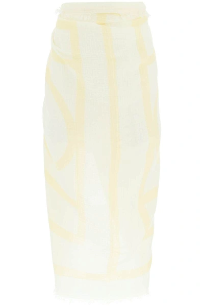 Shop Totême Toteme Monogram Beach Sarong In Neutro