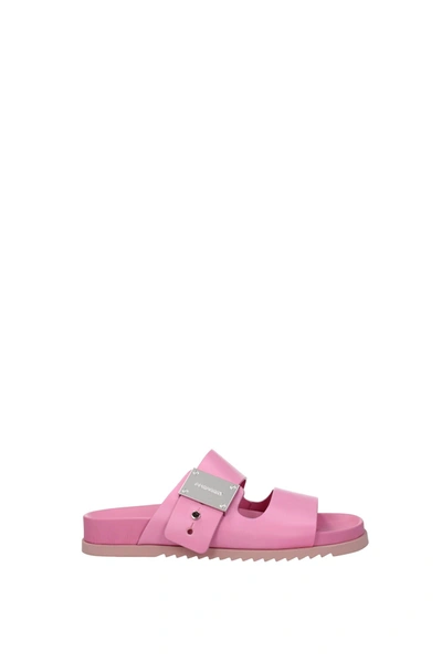 Shop Burberry Slippers And Clogs Olympia Leather Pink Primrose