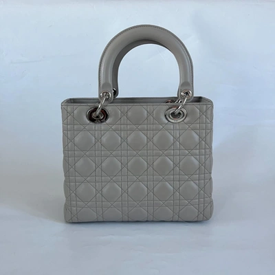 Pre-owned Dior Christian  Medium Grey Lady  Bag