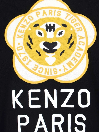 Shop Kenzo Black Wool Blend 'tiger Academy' Sweater