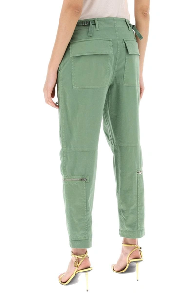 Shop Tom Ford Stretch Cotton Twill Cargo Pants In Green