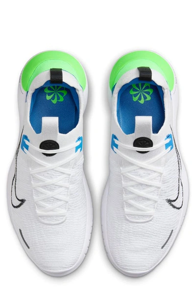 Shop Nike Free Run Flyknit Next Nature Running Shoe In White/ Black/ Platinum/ Blue