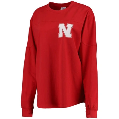 Shop Pressbox Scarlet Nebraska Huskers The Big Shirt Oversized Long Sleeve T-shirt