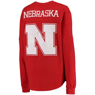 Shop Pressbox Scarlet Nebraska Huskers The Big Shirt Oversized Long Sleeve T-shirt