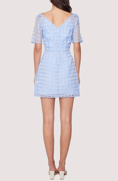 Shop Lost + Wander High Tide Grid Overlay Minidress In Baby Blue White