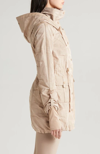 Shop Blanc Noir Hooded Water Resistant Anorak In Warm Taupe Camo