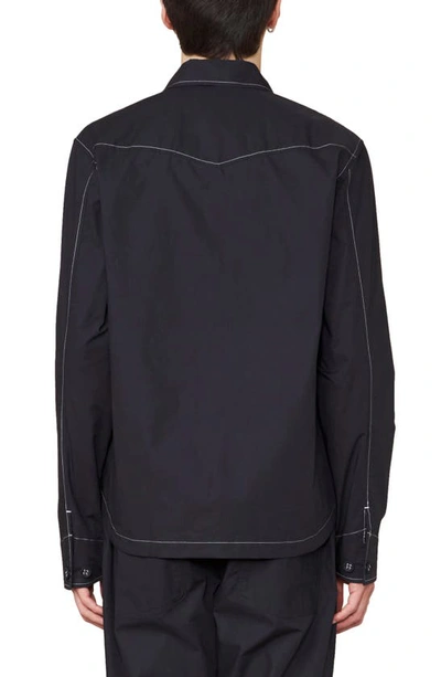 Shop Officine Generale Malo Organic Cotton Poplin Jacket In Black/ Ecru