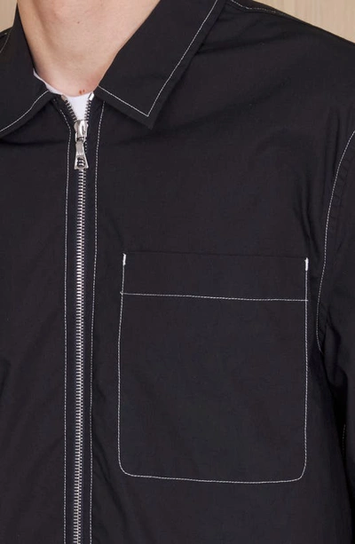 Shop Officine Generale Malo Organic Cotton Poplin Jacket In Black/ Ecru