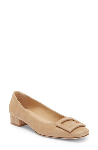 Shop Ann Mashburn Buckle Pump In Camel Suede