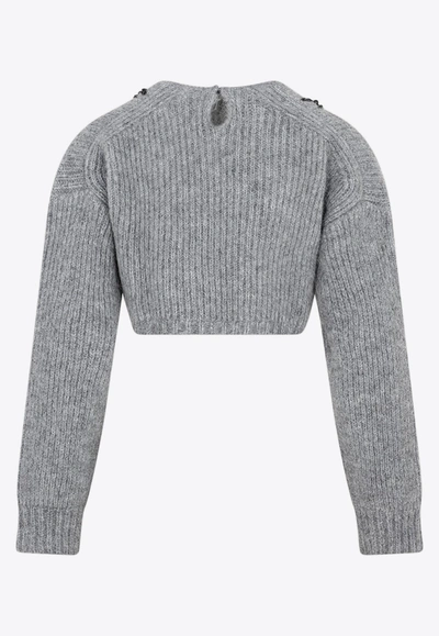 Shop Erdem Alpaca Wool-blend Cropped Sweater In Metallic