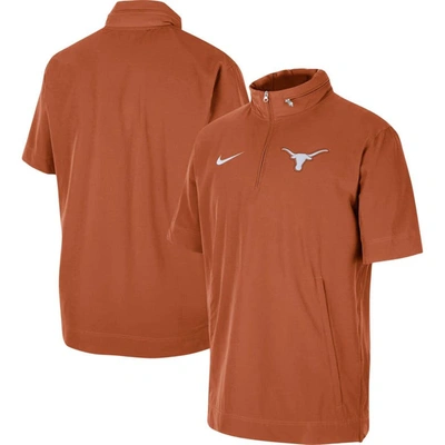 Shop Nike Texas Orange Texas Longhorns Coaches Half-zip Short Sleeve Jacket In Burnt Orange