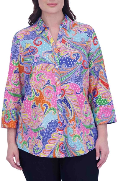 Shop Foxcroft Mary Paisley Button-up Shirt In Multi Paisley