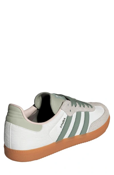 Shop Adidas Originals Gender Inclusive Samba Og Sneaker In White/ Silver Green/ Putty