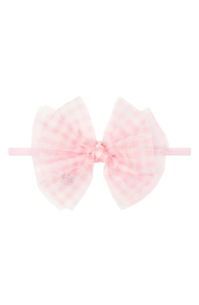 Shop Baby Bling Tulle Fab Bow Headband In Pink Gingham