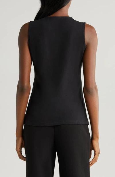 Shop Halogen (r) Sleeveless Stretch Cotton Knit Shell Top In Rich Black