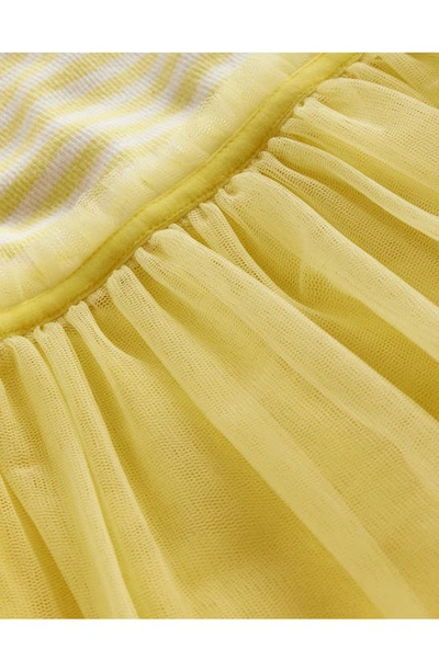 Shop Mini Boden Kids' Stripe Jersey & Tulle Tank Dress In Vanilla Pod / Spring Yellow