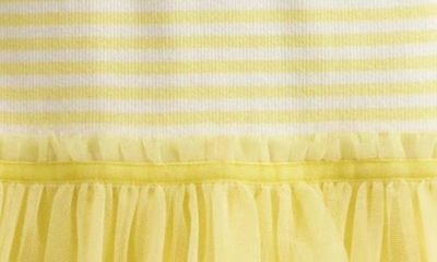 Shop Mini Boden Kids' Stripe Jersey & Tulle Tank Dress In Vanilla Pod / Spring Yellow