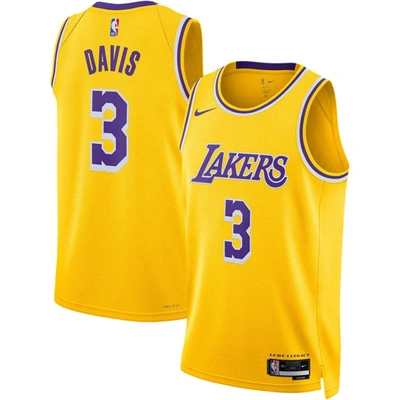 Shop Nike Unisex  Anthony Davis Gold Los Angeles Lakers Swingman Jersey