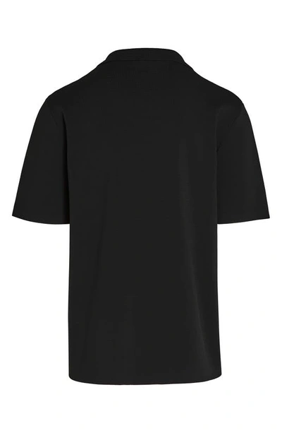 Shop Alphatauri Fanoa Short Sleeve Button-up Knit Shirt In Black