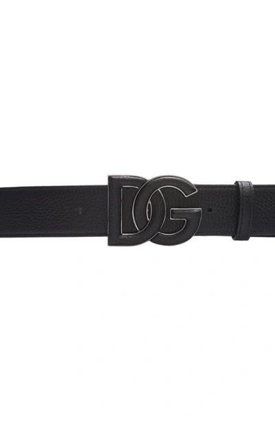 Shop Dolce & Gabbana Dg Logo Buckle Leather Belt In Nero