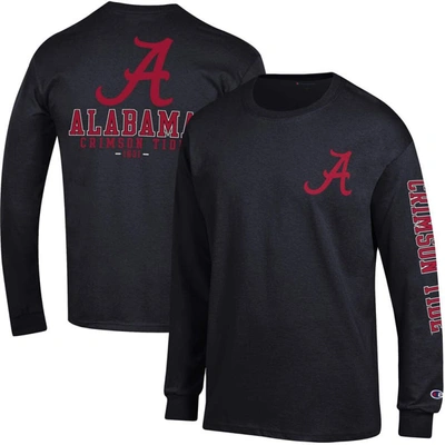 Shop Champion Black Alabama Crimson Tide Team Stack 3-hit Long Sleeve T-shirt