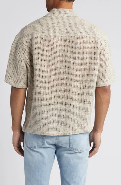 Shop Frame Open Weave Linen Shirt In Smoke Beige