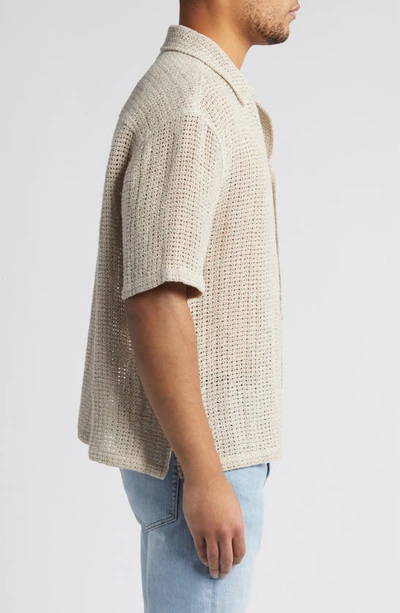 Shop Frame Open Weave Linen Shirt In Smoke Beige