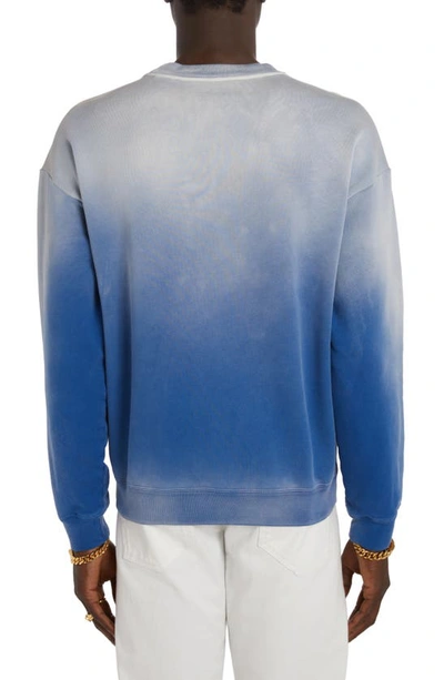 Shop Versace Medusa Ombré Cotton Graphic Sweatshirt In Royal Blue