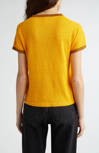 Shop Yanyan Campus Embroidered Linen Knit Top In Marigold