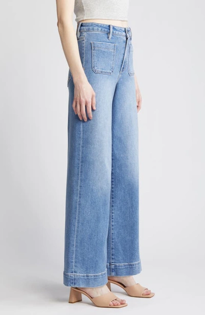 Hidden Jeans Patch Pocket Wide Leg Jeans In Medium Wash