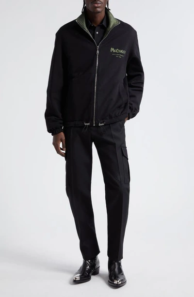 Alexander Mcqueen Graffiti Reversible Jacket In Green