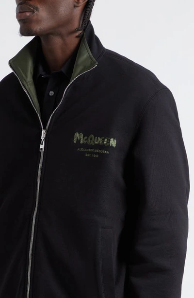 Alexander Mcqueen Graffiti Reversible Jacket In Green