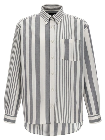 Shop Apc A.p.c. 'mateo' Grey Cotton Shirt