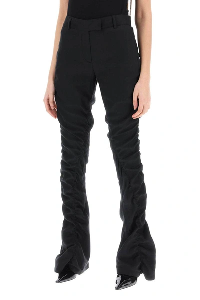 Shop Acne Studios Ruffled Linen Blend Pants In Black