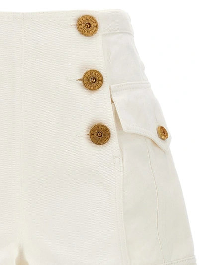 Shop Balmain Logo Buttons Shorts In White