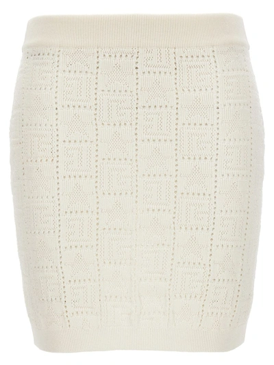 Shop Balmain 'monogramma' Skirt In White