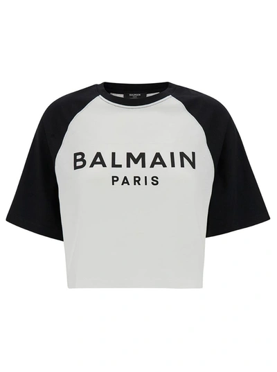 Shop Balmain T-shirts In White/black