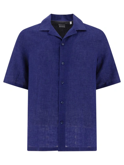 Shop Brunello Cucinelli Linen Chambray Shirt In Blue